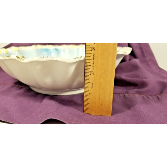 Antique RS Prussia Pink Roses Gold Trim Porcelain Bowl 9.5" Gilded Age - Picture 8 of 9